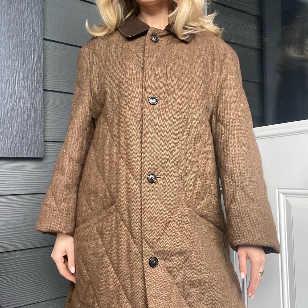 Burberry Brown Quilted Wool Coat